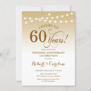Invitation 60e anniversaire du Mariage - Blanc or