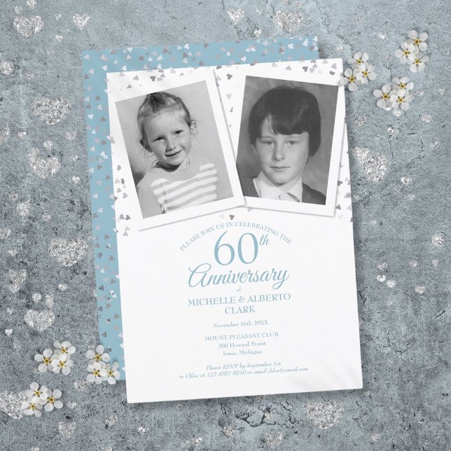 Invitation 60e anniversaire du Mariage de diamant Photos d'en (60th Diamond Wedding Anniversary Child Photos Invitation)