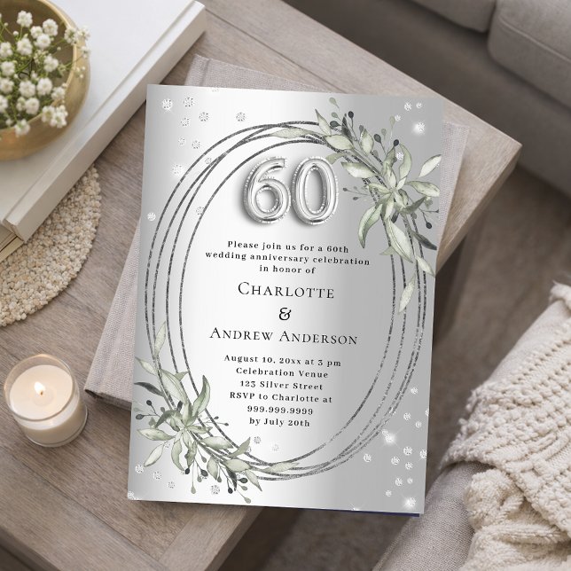 Invitation 60e anniversaire du mariage diamants argentés (Créateur téléchargé)