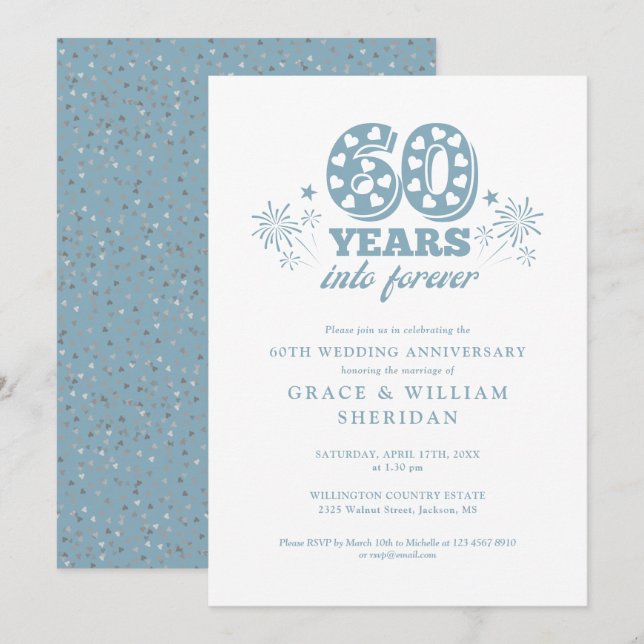Invitation 60e anniversaire du Mariage pour toujours (Devant / Derrière)