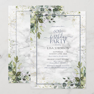 Invitation 60e anniversaire Dusty Blue Eucalyptus verdure
