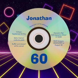 Invitation 60e Anniversaire Faux CD Retro 90s musique