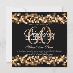 Invitation 60e anniversaire Faux Gold Hollywood Glam