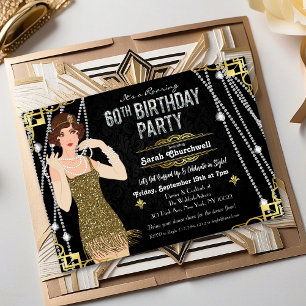 Invitation 60e Anniversaire Fille Flapper Gatsby 1920