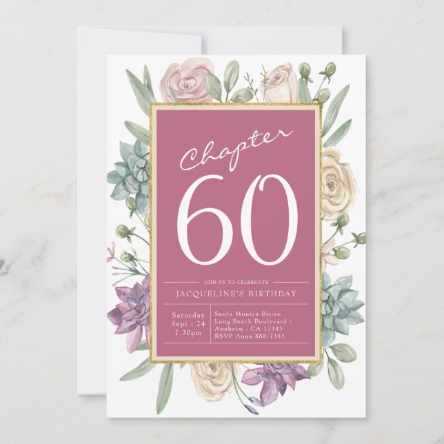 Invitation 60e anniversaire Floral Surprise Party (Devant)