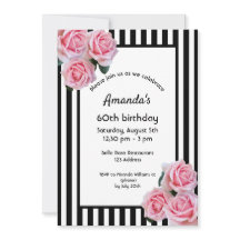 60e anniversaire florale rose sur bandes blanches