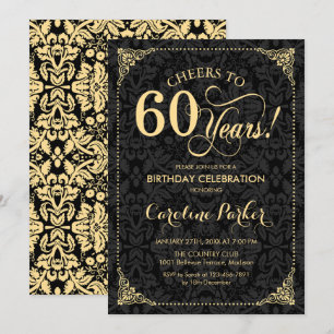 Invitation 60e anniversaire - Gold Black Damask