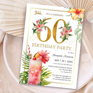 Invitation 60e anniversaire Hawaiian Tropical Cocktail Party