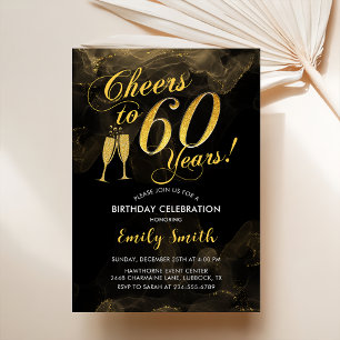 Invitation 60e Anniversaire - Joue À 60 Ans Or Noir
