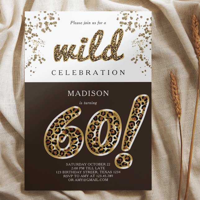 Invitation 60e anniversaire Leopard Foil Script (Créateur téléchargé)