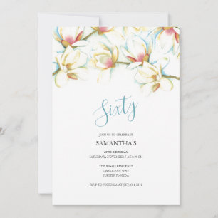 Invitation 60e anniversaire Magnolias blancs
