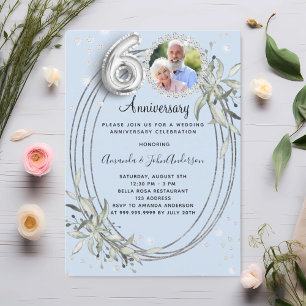 Invitation 60e anniversaire mariage photo diamants bleus