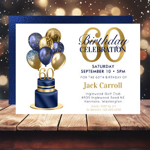 Invitation 60e anniversaire Marine Blue Balloon Cake
