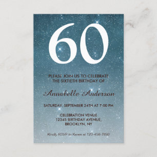 Invitation 60e anniversaire Marine Blue Celestial Sky Star Ét