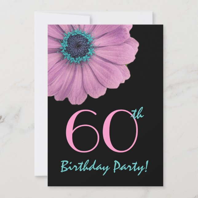 Invitation 60e anniversaire Modèle - Daisy rose (Devant)