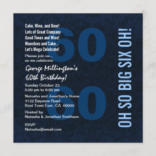 Invitation 60e anniversaire moderne Blue White Red SIX OH A01