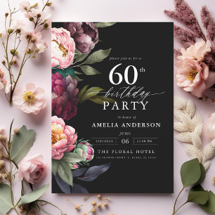 Invitation 60e anniversaire Moody moderne Bourgogne Blush Flo