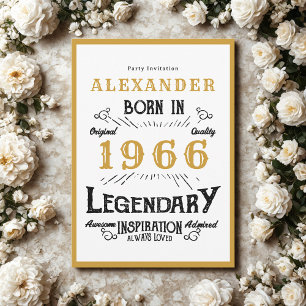 Invitation 60e Anniversaire Né en 1966 Légende en Or Blanc