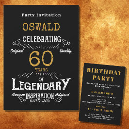 Invitation 60e anniversaire Né légendaire Black Gold Retro