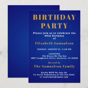Invitation 60e anniversaire Normes d'établissement Bleu Anniv