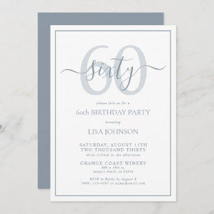 Invitation 60e anniversaire officiel Dusty Blue Classic Scrip