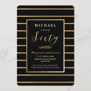 Invitation 60e Anniversaire - Or, Elegant Masculin