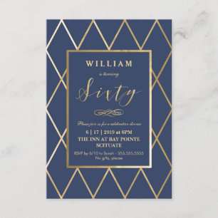 Invitation 60e Anniversaire - Or, Élégant, Petit