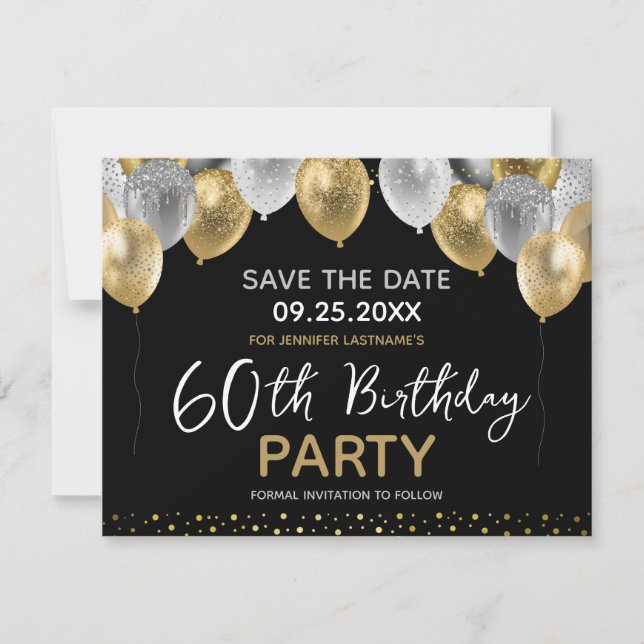 Invitation 60e anniversaire Or et Noir (Devant)