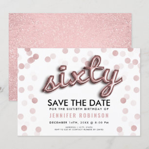Invitation 60e anniversaire Rose Gold Parties scintillant Enr