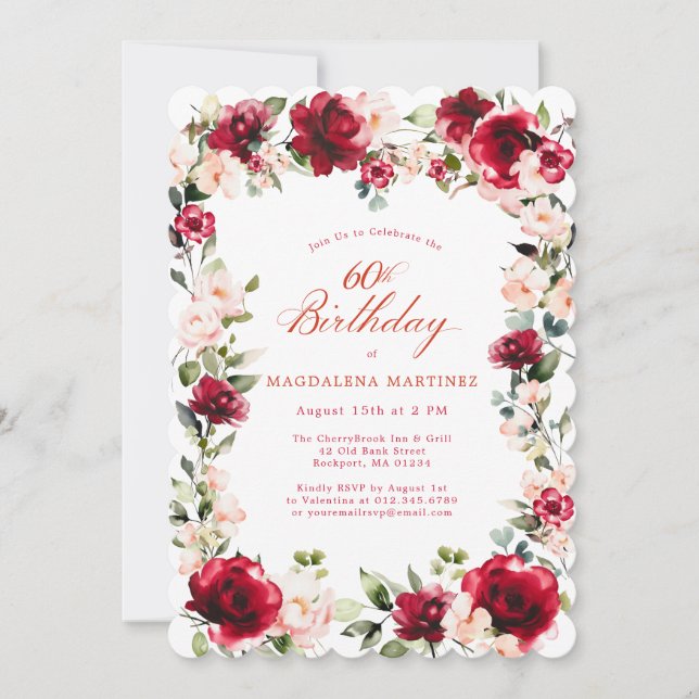 Invitation 60e anniversaire Rose rose rose rose rose rose ros (Devant)