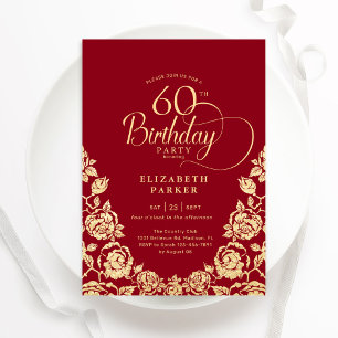 Invitation 60e anniversaire Roses d'or rouge