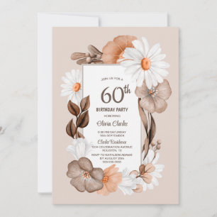 Invitation 60e anniversaire Rustic Boho Floral Party