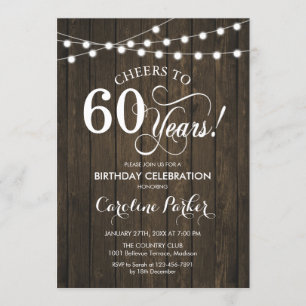 Invitation 60e anniversaire - Rustic Wood Motif