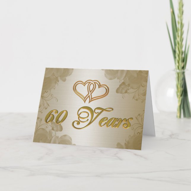 Invitation 60e anniversaire satin doré (Devant)