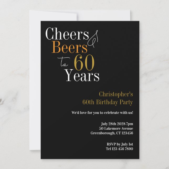 Invitation 60e anniversaire Soirée aux bières et aux coeurs (Devant)