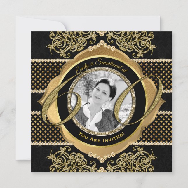 Invitation 60e anniversaire Soixantième Gold Diamond Cadre ph (Devant)