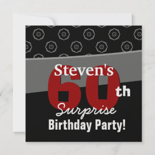 Invitation 60e anniversaire surprenant Black Red White Geomet