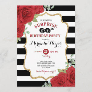 Invitation 60e anniversaire surprenant des Red Roses à la mod