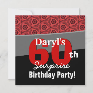 Invitation 60e Anniversaire Surprise Noir Rouge Blanc G431