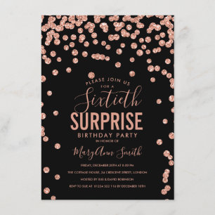 Invitation 60e anniversaire surprise Rose Gold Black