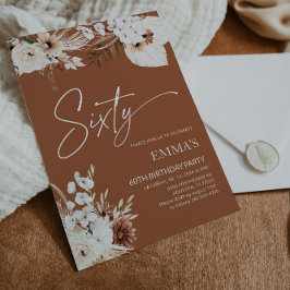 Invitation 60e anniversaire Terracotta Boho Pampas