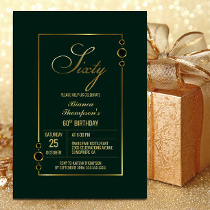 Invitation 60e anniversaire Vert avec Gold Frame Party