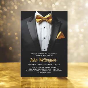 Invitation 60e événement d'anniversaire Black and Gold Tuxedo