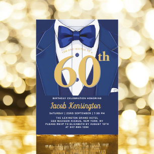 Invitation 60e événement d'anniversaire de Navy Blue and Gold