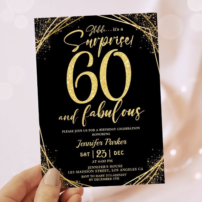 Invitation 60e fête d'anniversaire 60 fabuleuse Parties scint (Créateur téléchargé)