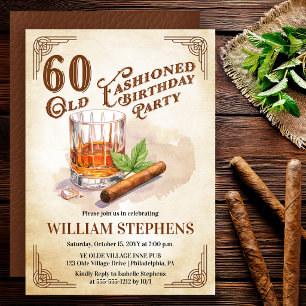 Invitation 60e fête d'anniversaire au whisky et aux cigares à