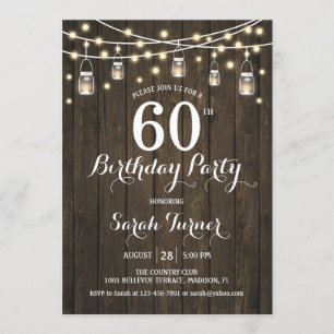 Invitation 60e fête d'anniversaire - Bois rustique