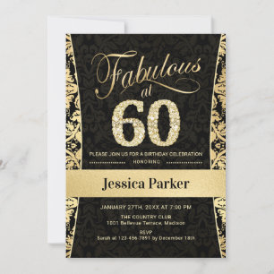 Invitation 60e fête d'anniversaire - Gold Black