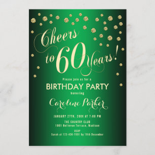 Invitation 60e fête d'anniversaire - Gold Green