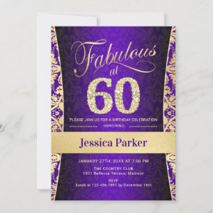 Invitation 60e fête d'anniversaire - Gold Purple